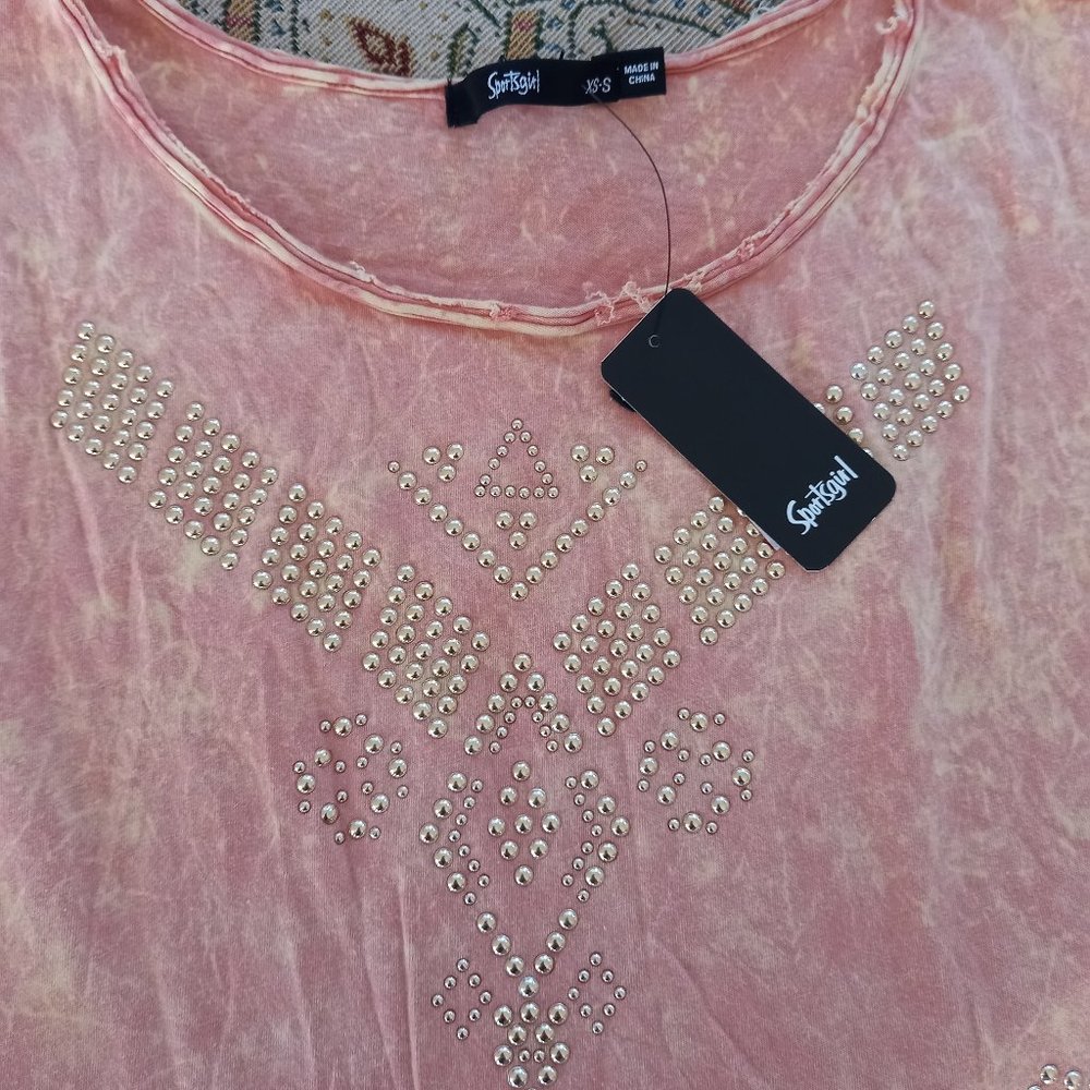 Sportsgirl Womens Size XS-S Gold Studded Top - Picture 2 of 6